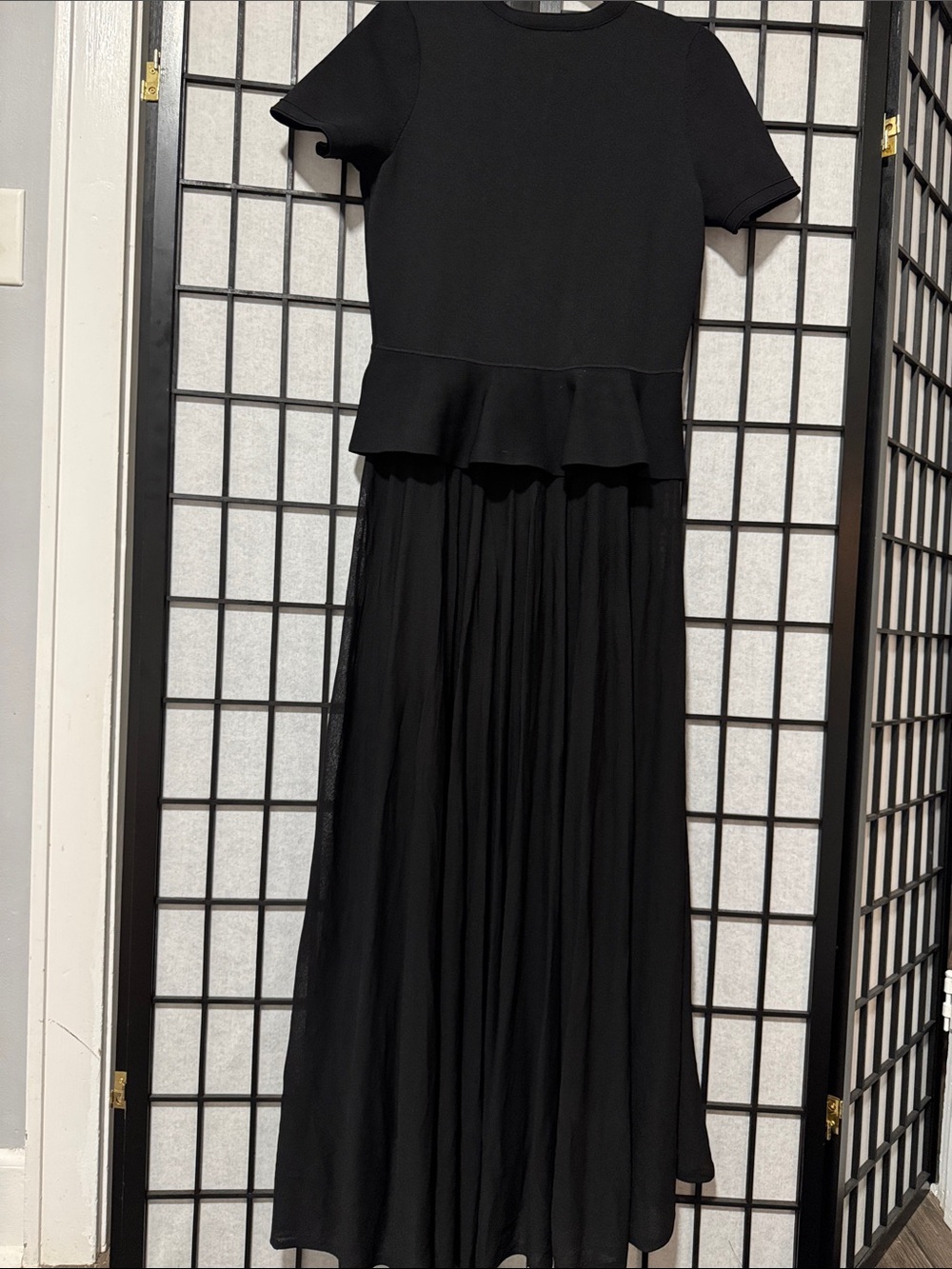 Sandro Judith Peplum Maxi Dress Black Size 8 / FR 40 - Picture 13 of 14